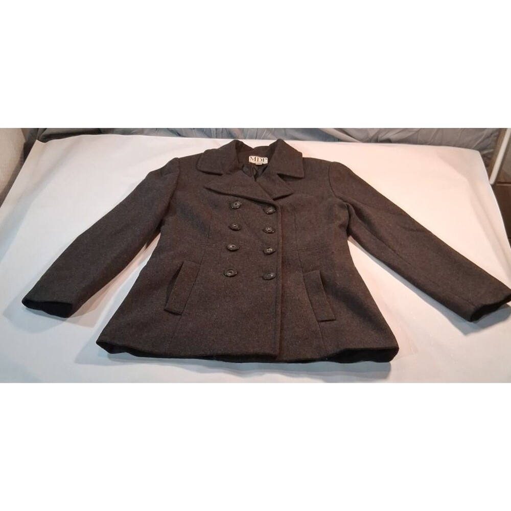 MDP Mario De Pinto Women’s Size Medium Pea Coat Made In USA 100% Wool Black VTG